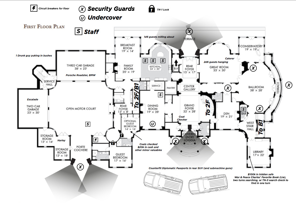 Map of the first floor of the Willis Estate