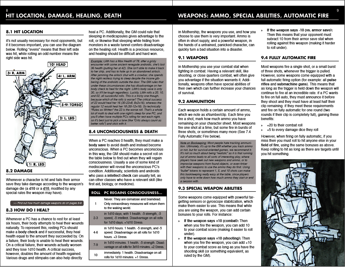 A spread with some of the combat rules